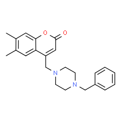 ChemSpider 2D Image | 4-[(4-Benzyl-1-piperazinyl)methyl]-6,7-dimethyl-2H-chromen-2-one | C23H26N2O2
