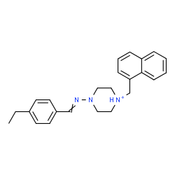 ChemSpider 2D Image | 4-[(4-Ethylbenzylidene)amino]-1-(1-naphthylmethyl)piperazin-1-ium | C24H28N3