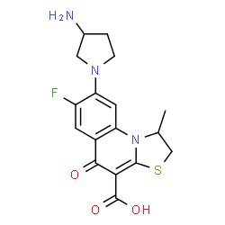 ChemSpider 2D Image | 8-(3-Amino-1-pyrrolidinyl)-7-fluoro-1,2-dihydro-1-methyl-5-oxo-5H-thiazolo[3,2-a]quinoline-4-carboxylic acid | C17H18FN3O3S