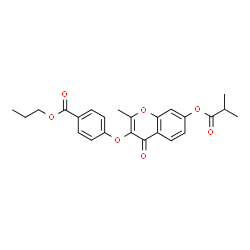 ChemSpider 2D Image | Propyl 4-{[7-(isobutyryloxy)-2-methyl-4-oxo-4H-chromen-3-yl]oxy}benzoate | C24H24O7