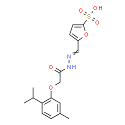 ChemSpider 2D Image | 5-({[(2-Isopropyl-5-methylphenoxy)acetyl]hydrazono}methyl)-2-furansulfonic acid | C17H20N2O6S