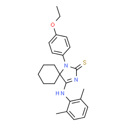 ChemSpider 2D Image | 4-[(2,6-Dimethylphenyl)amino]-1-(4-ethoxyphenyl)-1,3-diazaspiro[4.5]dec-3-ene-2-thione | C24H29N3OS