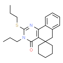 ChemSpider 2D Image | 3-Propyl-2-(propylsulfanyl)-3H-spiro[benzo[h]quinazoline-5,1'-cyclohexan]-4(6H)-one | C23H30N2OS