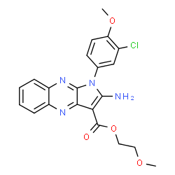 ChemSpider 2D Image | 2-Methoxyethyl 2-amino-1-(3-chloro-4-methoxyphenyl)-1H-pyrrolo[2,3-b]quinoxaline-3-carboxylate | C21H19ClN4O4
