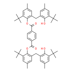 ChemSpider 2D Image | Bis[2-tert-butyl-6-(3-tert-butyl-2-hydroxy-5-methylbenzyl)-4-methylphenyl] terephthalate | C54H66O6