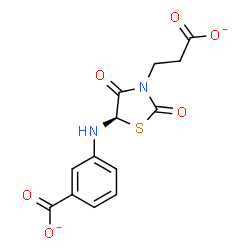 ChemSpider 2D Image | 3-{[(5R)-3-(2-Carboxylatoethyl)-2,4-dioxo-1,3-thiazolidin-5-yl]amino}benzoate | C13H10N2O6S