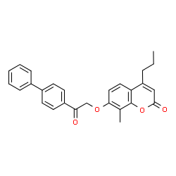 ChemSpider 2D Image | 7-[2-(4-Biphenylyl)-2-oxoethoxy]-8-methyl-4-propyl-2H-chromen-2-one | C27H24O4