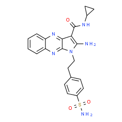 ChemSpider 2D Image | 2-Amino-N-cyclopropyl-1-[2-(4-sulfamoylphenyl)ethyl]-1H-pyrrolo[2,3-b]quinoxaline-3-carboxamide | C22H22N6O3S