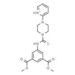 ChemSpider 2D Image | 2-(4-{[3,5-Bis(methoxycarbonyl)phenyl]carbamothioyl}-1-piperazinyl)pyridinium | C20H23N4O4S