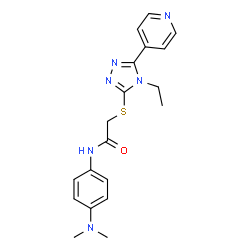 ChemSpider 2D Image | N-[4-(Dimethylamino)phenyl]-2-{[4-ethyl-5-(4-pyridinyl)-4H-1,2,4-triazol-3-yl]sulfanyl}acetamide | C19H22N6OS