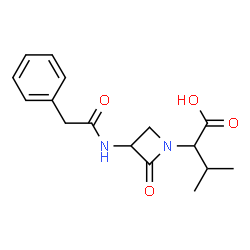 ChemSpider 2D Image | 3-Methyl-2-{2-oxo-3-[(phenylacetyl)amino]-1-azetidinyl}butanoic acid | C16H20N2O4