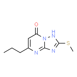 ChemSpider 2D Image | [1,2,4]triazolo[1,5-a]pyrimidin-7(4H)-one, 2-(methylthio)-5-propyl- | C9H12N4OS