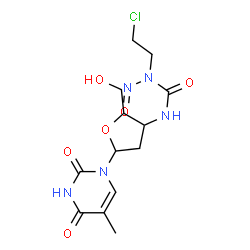 ChemSpider 2D Image | 1-(3-{[(2-Chloroethyl)(nitroso)carbamoyl]amino}-2,3-dideoxypentofuranosyl)-5-methyl-2,4(1H,3H)-pyrimidinedione | C13H18ClN5O6