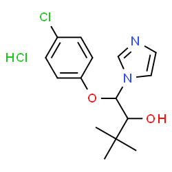 ChemSpider 2D Image | 1-(4-Chlorophenoxy)-1-(1H-imidazol-1-yl)-3,3-dimethyl-2-butanol hydrochloride (1:1) | C15H20Cl2N2O2