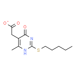 ChemSpider 2D Image | [6-Methyl-4-oxo-2-(pentylsulfanyl)-1,4-dihydro-5-pyrimidinyl]acetate | C12H17N2O3S