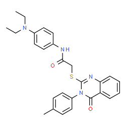 ChemSpider 2D Image | N-[4-(Diethylamino)phenyl]-2-{[3-(4-methylphenyl)-4-oxo-3,4-dihydro-2-quinazolinyl]sulfanyl}acetamide | C27H28N4O2S