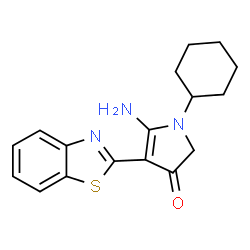 ChemSpider 2D Image | 5-amino-4-(1,3-benzothiazol-2-yl)-1-cyclohexyl-2H-pyrrol-3-one | C17H19N3OS