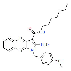 ChemSpider 2D Image | 2-Amino-N-heptyl-1-(4-methoxybenzyl)-1H-pyrrolo[2,3-b]quinoxaline-3-carboxamide | C26H31N5O2