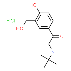 ChemSpider 2D Image | 1-[4-Hydroxy-3-(hydroxymethyl)phenyl]-2-[(2-methyl-2-propanyl)amino]ethanone hydrochloride (1:1) | C13H20ClNO3