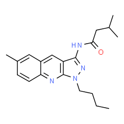ChemSpider 2D Image | N-(1-Butyl-6-methyl-1H-pyrazolo[3,4-b]quinolin-3-yl)-3-methylbutanamide | C20H26N4O