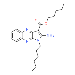 ChemSpider 2D Image | Pentyl 2-amino-1-hexyl-1H-pyrrolo[2,3-b]quinoxaline-3-carboxylate | C22H30N4O2