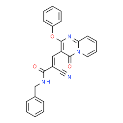 ChemSpider 2D Image | (2E)-N-Benzyl-2-cyano-3-(4-oxo-2-phenoxy-4H-pyrido[1,2-a]pyrimidin-3-yl)acrylamide | C25H18N4O3