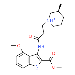 ChemSpider 2D Image | (3S)-1-(3-{[4-Methoxy-2-(methoxycarbonyl)-1H-indol-3-yl]amino}-3-oxopropyl)-3-methylpiperidinium | C20H28N3O4