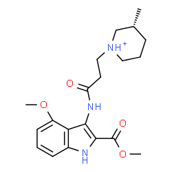 ChemSpider 2D Image | (3R)-1-(3-{[4-Methoxy-2-(methoxycarbonyl)-1H-indol-3-yl]amino}-3-oxopropyl)-3-methylpiperidinium | C20H28N3O4