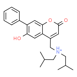 ChemSpider 2D Image | N-[(6-Hydroxy-2-oxo-7-phenyl-2H-chromen-4-yl)methyl]-N-isobutyl-2-methyl-1-propanaminium | C24H30NO3