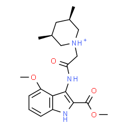 ChemSpider 2D Image | (3R,5S)-1-(2-{[4-Methoxy-2-(methoxycarbonyl)-1H-indol-3-yl]amino}-2-oxoethyl)-3,5-dimethylpiperidinium | C20H28N3O4