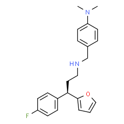 ChemSpider 2D Image | 4-({[(3R)-3-(4-Fluorophenyl)-3-(2-furyl)propyl]amino}methyl)-N,N-dimethylaniline | C22H25FN2O