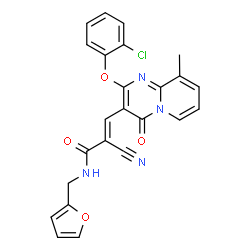 ChemSpider 2D Image | (2E)-3-[2-(2-Chlorophenoxy)-9-methyl-4-oxo-4H-pyrido[1,2-a]pyrimidin-3-yl]-2-cyano-N-(2-furylmethyl)acrylamide | C24H17ClN4O4