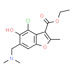 ChemSpider 2D Image | Ethyl 4-chloro-6-[(dimethylamino)methyl]-5-hydroxy-2-methyl-1-benzofuran-3-carboxylate | C15H18ClNO4