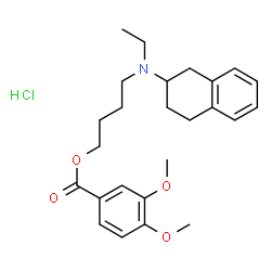 ChemSpider 2D Image | 4-[Ethyl(1,2,3,4-tetrahydro-2-naphthalenyl)amino]butyl 3,4-dimethoxybenzoate hydrochloride (1:1) | C25H34ClNO4