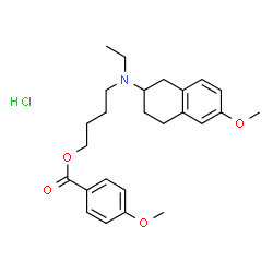 ChemSpider 2D Image | 4-[Ethyl(6-methoxy-1,2,3,4-tetrahydro-2-naphthalenyl)amino]butyl 4-methoxybenzoate hydrochloride (1:1) | C25H34ClNO4