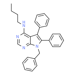 ChemSpider 2D Image | 7-Benzyl-N-butyl-5,6-diphenyl-7H-pyrrolo[2,3-d]pyrimidin-4-amine | C29H28N4
