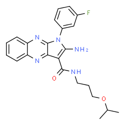 ChemSpider 2D Image | 2-Amino-1-(3-fluorophenyl)-N-(3-isopropoxypropyl)-1H-pyrrolo[2,3-b]quinoxaline-3-carboxamide | C23H24FN5O2