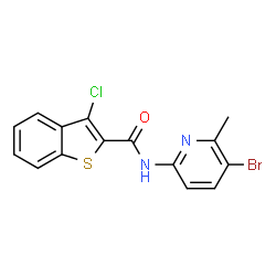 ChemSpider 2D Image | N-(5-Bromo-6-methyl-2-pyridinyl)-3-chloro-1-benzothiophene-2-carboxamide | C15H10BrClN2OS