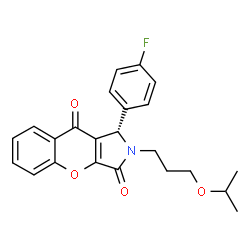 ChemSpider 2D Image | (1S)-1-(4-Fluorophenyl)-2-(3-isopropoxypropyl)-1,2-dihydrochromeno[2,3-c]pyrrole-3,9-dione | C23H22FNO4