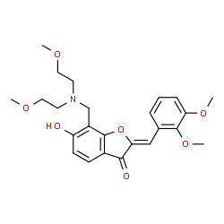 ChemSpider 2D Image | (2Z)-7-{[Bis(2-methoxyethyl)amino]methyl}-2-(2,3-dimethoxybenzylidene)-6-hydroxy-1-benzofuran-3(2H)-one | C24H29NO7