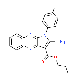 ChemSpider 2D Image | Propyl 2-amino-1-(4-bromophenyl)-1H-pyrrolo[2,3-b]quinoxaline-3-carboxylate | C20H17BrN4O2