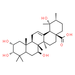 ChemSpider 2D Image | (2alpha,3alpha,5xi,7beta,18alpha)-2,3,7,19-Tetrahydroxyurs-12-en-28-oic acid | C30H48O6