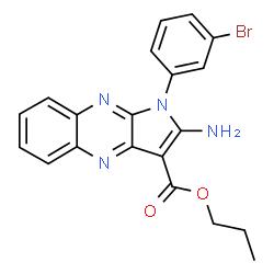 ChemSpider 2D Image | Propyl 2-amino-1-(3-bromophenyl)-1H-pyrrolo[2,3-b]quinoxaline-3-carboxylate | C20H17BrN4O2