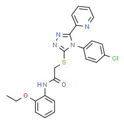 ChemSpider 2D Image | 2-{[4-(4-Chlorophenyl)-5-(2-pyridinyl)-4H-1,2,4-triazol-3-yl]sulfanyl}-N-(2-ethoxyphenyl)acetamide | C23H20ClN5O2S