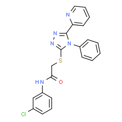 ChemSpider 2D Image | N-(3-Chlorophenyl)-2-{[4-phenyl-5-(2-pyridinyl)-4H-1,2,4-triazol-3-yl]sulfanyl}acetamide | C21H16ClN5OS