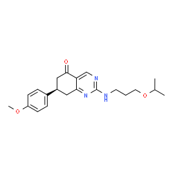 ChemSpider 2D Image | (7R)-2-[(3-Isopropoxypropyl)amino]-7-(4-methoxyphenyl)-7,8-dihydro-5(6H)-quinazolinone | C21H27N3O3