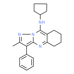 ChemSpider 2D Image | N-Cyclopentyl-2-methyl-3-phenyl-5,6,7,8-tetrahydropyrazolo[5,1-b]quinazolin-9-amine | C22H26N4
