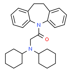 ChemSpider 2D Image | 2-(Dicyclohexylamino)-1-(10,11-dihydro-5H-dibenzo[b,f]azepin-5-yl)ethanone | C28H36N2O