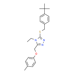 ChemSpider 2D Image | 4-Ethyl-3-[(4-methylphenoxy)methyl]-5-{[4-(2-methyl-2-propanyl)benzyl]sulfanyl}-4H-1,2,4-triazole | C23H29N3OS