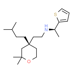 ChemSpider 2D Image | (1R)-N-{2-[(4R)-2,2-Dimethyl-4-(3-methylbutyl)tetrahydro-2H-pyran-4-yl]ethyl}-1-(2-thienyl)ethanamine | C20H35NOS